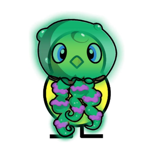 Yellow blue-eyed duck wearing Jellyfish Outfit, colour slot 4