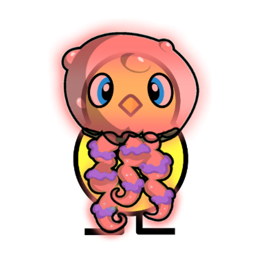 Yellow blue-eyed duck wearing Jellyfish Outfit, colour slot 6