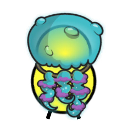 Rotating overworld view of a yellow blue-eyed duck wearing Jellyfish Outfit