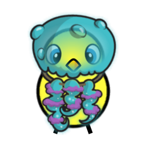 Rotating overworld view of a yellow blue-eyed duck wearing Jellyfish Outfit