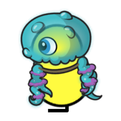 Rotating overworld view of a yellow blue-eyed duck wearing Jellyfish Outfit
