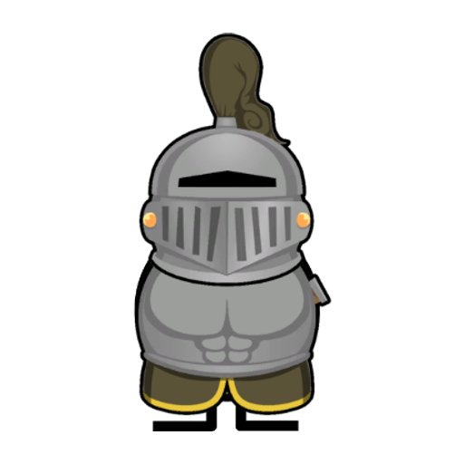 Yellow blue-eyed duck wearing Knight Outfit, colour slot 6