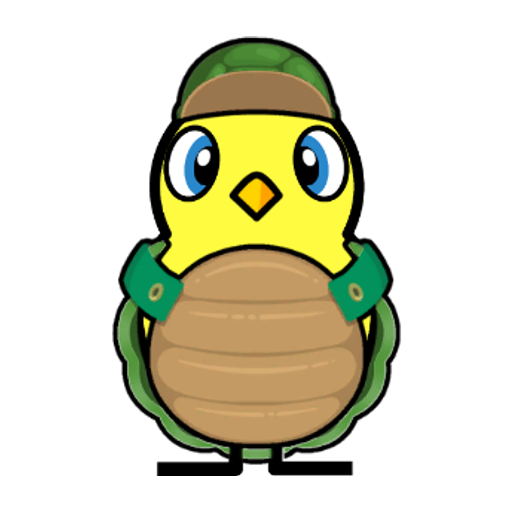 Yellow blue-eyed duck wearing Turtle Outfit, colour slot 2