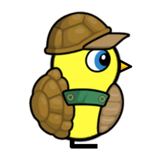 Rotating overworld view of a yellow blue-eyed duck wearing Turtle Outfit