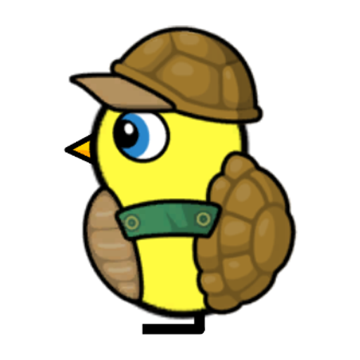 Rotating overworld view of a yellow blue-eyed duck wearing Turtle Outfit