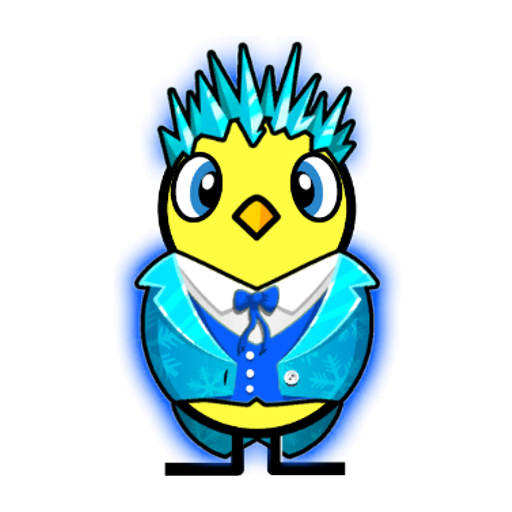 Yellow blue-eyed duck wearing Jack Frost Outfit, colour slot 1
