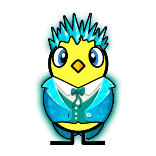 Yellow blue-eyed duck wearing Jack Frost Outfit, colour slot 2