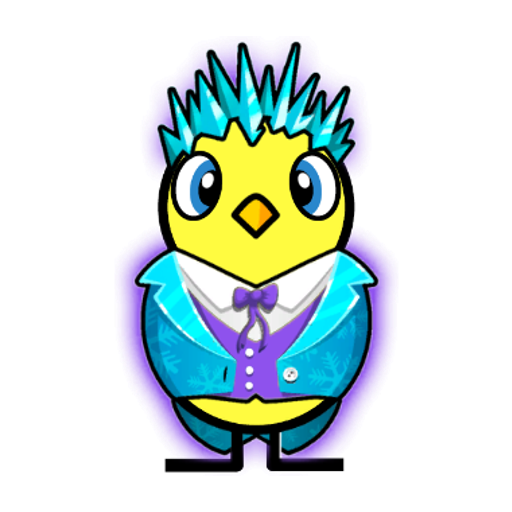 Yellow blue-eyed duck wearing Jack Frost Outfit, colour slot 3