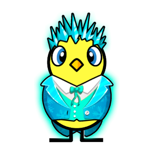 Yellow blue-eyed duck wearing Jack Frost Outfit, colour slot 4