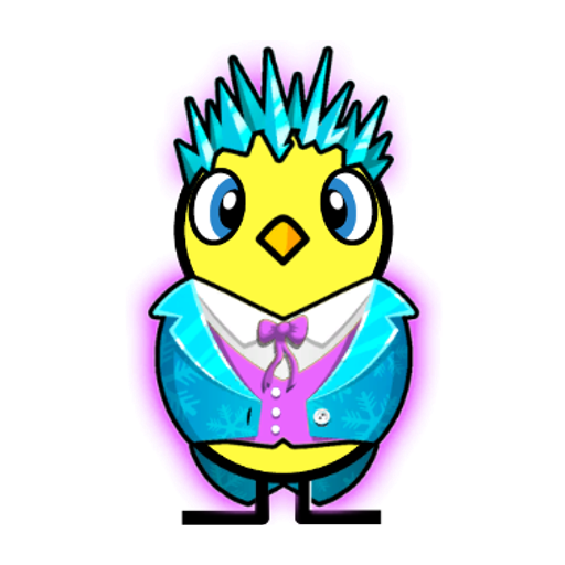 Yellow blue-eyed duck wearing Jack Frost Outfit, colour slot 5