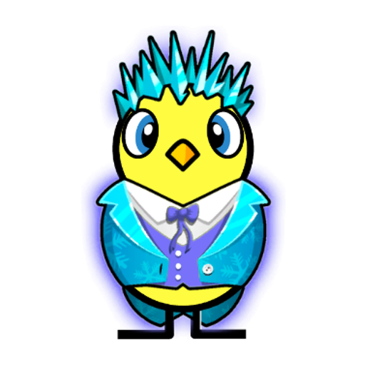 Yellow blue-eyed duck wearing Jack Frost Outfit, colour slot 6