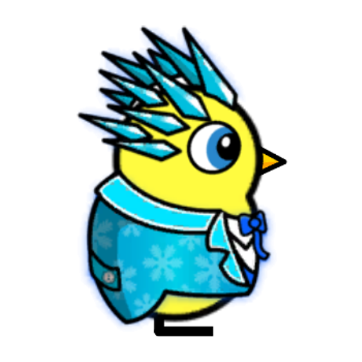 Rotating overworld view of a yellow blue-eyed duck wearing Jack Frost Outfit