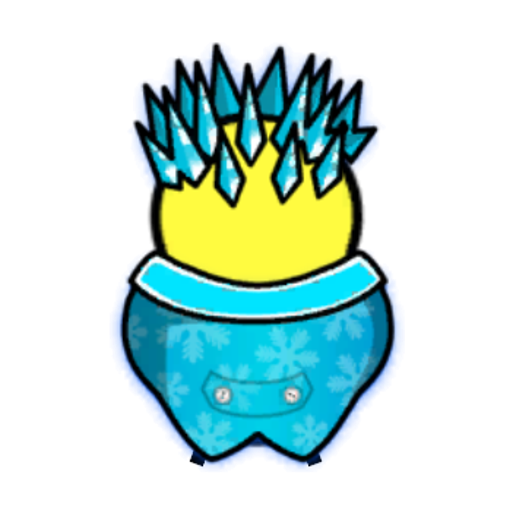 Rotating overworld view of a yellow blue-eyed duck wearing Jack Frost Outfit