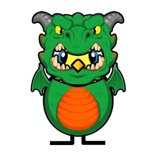 Yellow blue-eyed duck wearing Dragon Outfit, colour slot 4