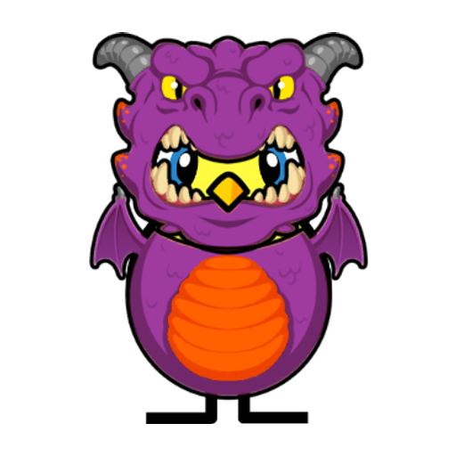 Yellow blue-eyed duck wearing Dragon Outfit, colour slot 5