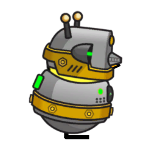 Rotating overworld view of a yellow blue-eyed duck wearing Robot Outfit