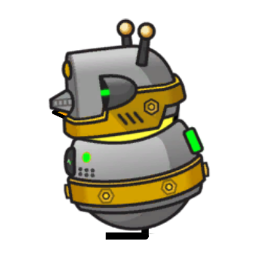 Rotating overworld view of a yellow blue-eyed duck wearing Robot Outfit