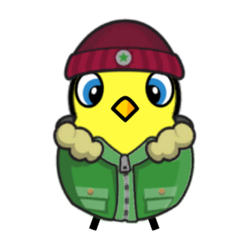 Rotating overworld view of a yellow blue-eyed duck wearing Winter Outfit