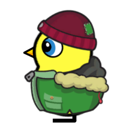 Rotating overworld view of a yellow blue-eyed duck wearing Winter Outfit