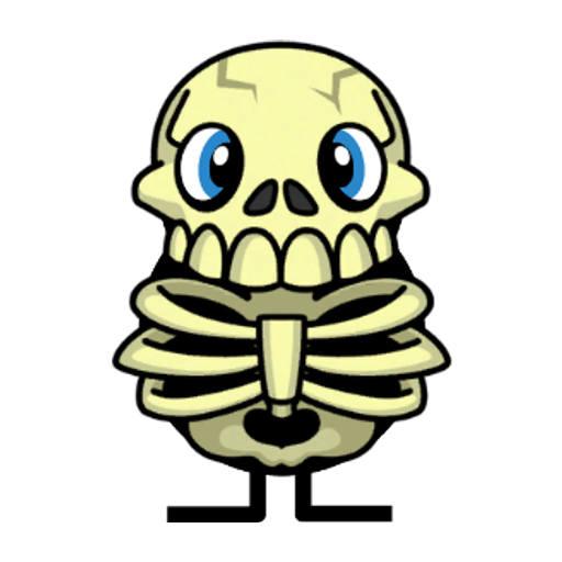 Front view of a yellow blue-eyed duck wearing Skeleton Outfit
