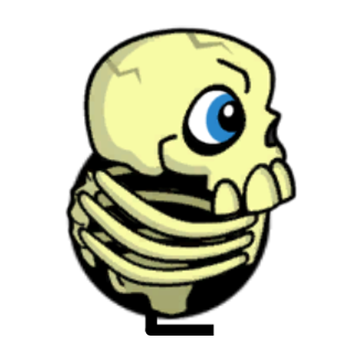 Rotating overworld view of a yellow blue-eyed duck wearing Skeleton Outfit
