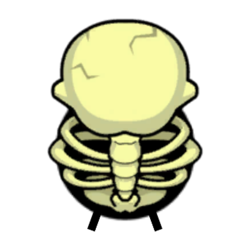 Rotating overworld view of a yellow blue-eyed duck wearing Skeleton Outfit