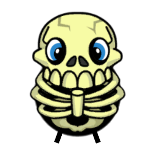 Rotating overworld view of a yellow blue-eyed duck wearing Skeleton Outfit