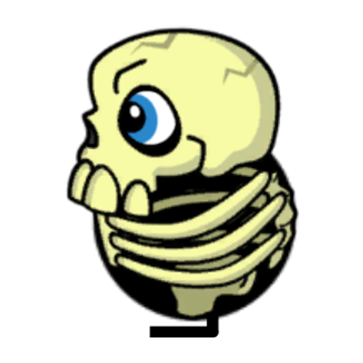 Rotating overworld view of a yellow blue-eyed duck wearing Skeleton Outfit