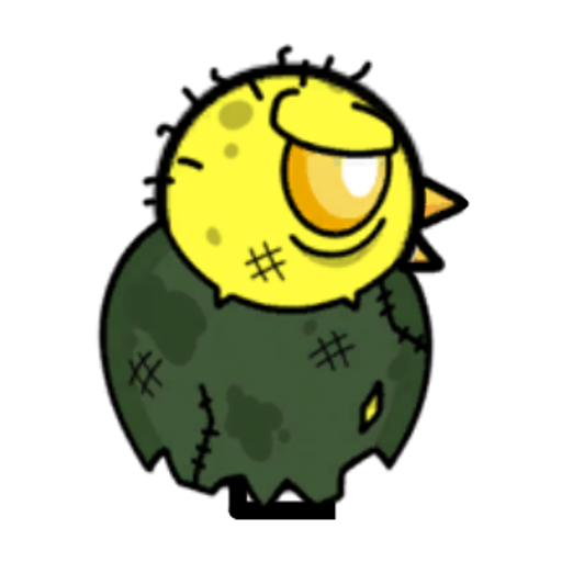 Rotating overworld view of a yellow blue-eyed duck wearing Zombie Outfit