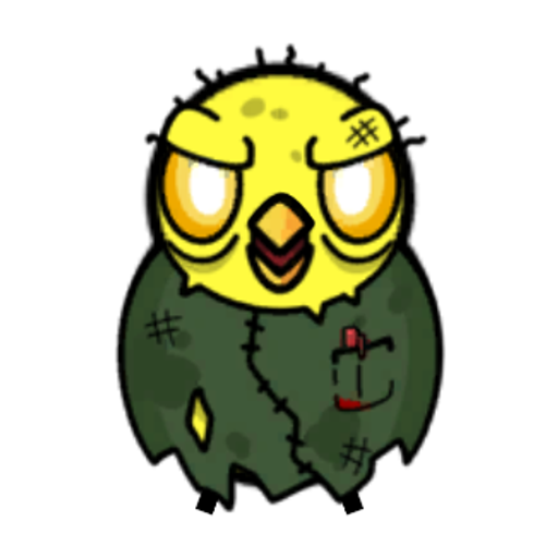 Rotating overworld view of a yellow blue-eyed duck wearing Zombie Outfit