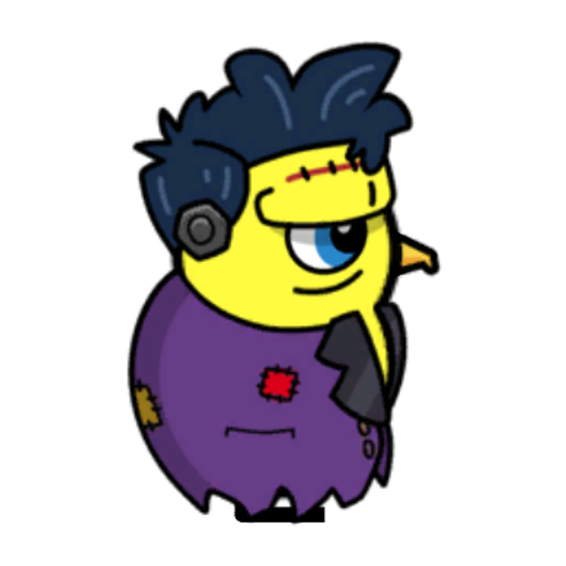 Rotating overworld view of a yellow blue-eyed duck wearing Frankenstein Outfit