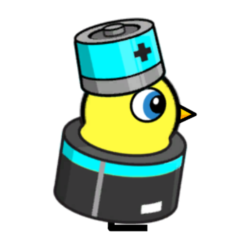 Rotating overworld view of a yellow blue-eyed duck wearing Battery Outfit