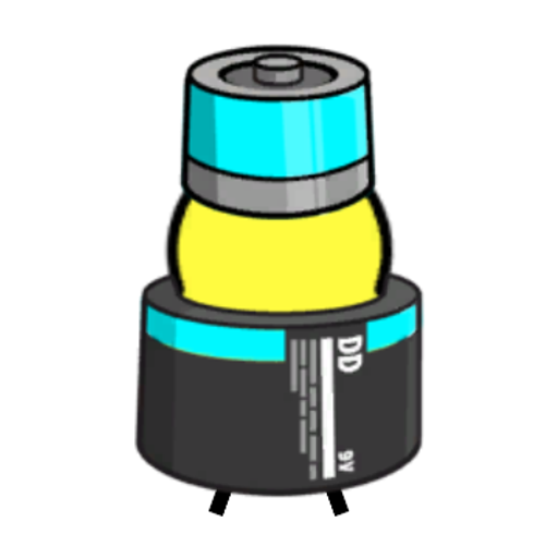 Rotating overworld view of a yellow blue-eyed duck wearing Battery Outfit