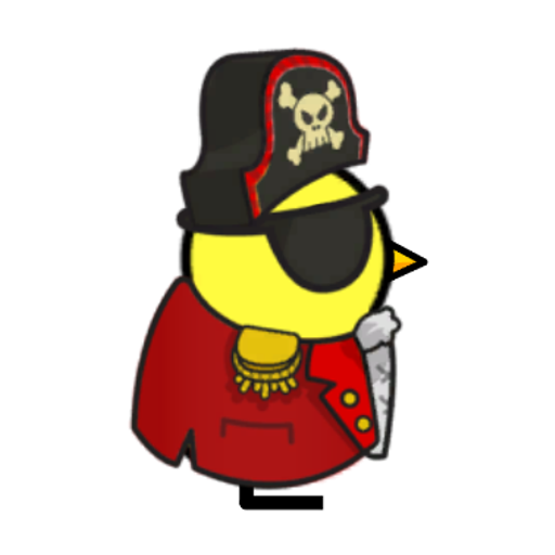 Rotating overworld view of a yellow blue-eyed duck wearing Pirate Outfit