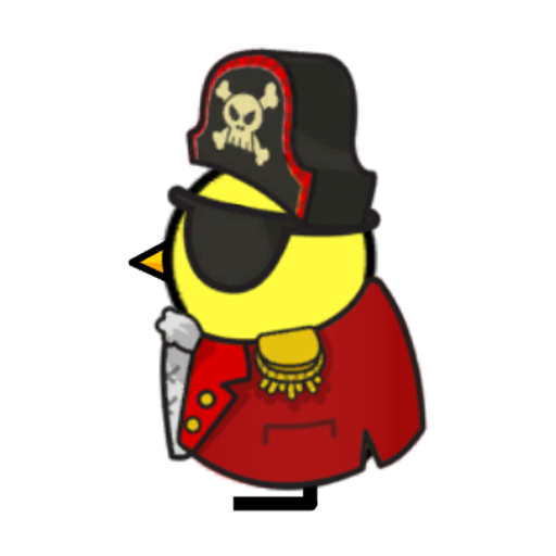 Rotating overworld view of a yellow blue-eyed duck wearing Pirate Outfit