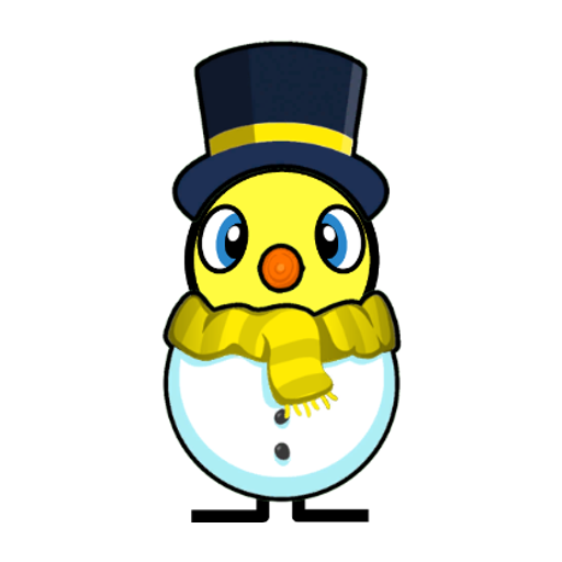 Yellow blue-eyed duck wearing Snowman Outfit, colour slot 6