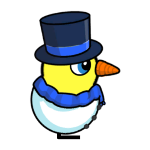 Rotating overworld view of a yellow blue-eyed duck wearing Snowman Outfit