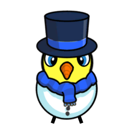 Rotating overworld view of a yellow blue-eyed duck wearing Snowman Outfit
