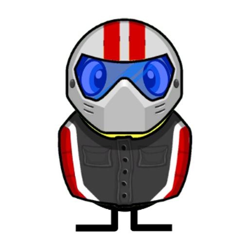 Front view of a yellow blue-eyed duck wearing Racer Outfit