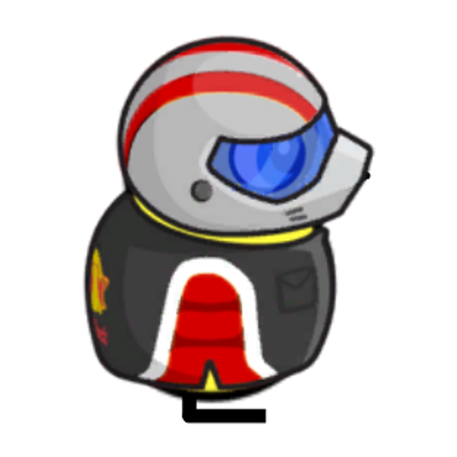 Rotating overworld view of a yellow blue-eyed duck wearing Racer Outfit