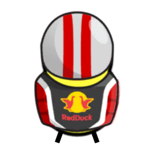 Rotating overworld view of a yellow blue-eyed duck wearing Racer Outfit
