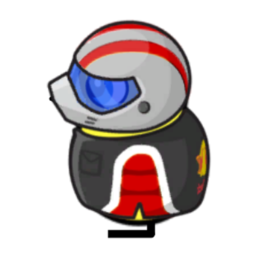 Rotating overworld view of a yellow blue-eyed duck wearing Racer Outfit