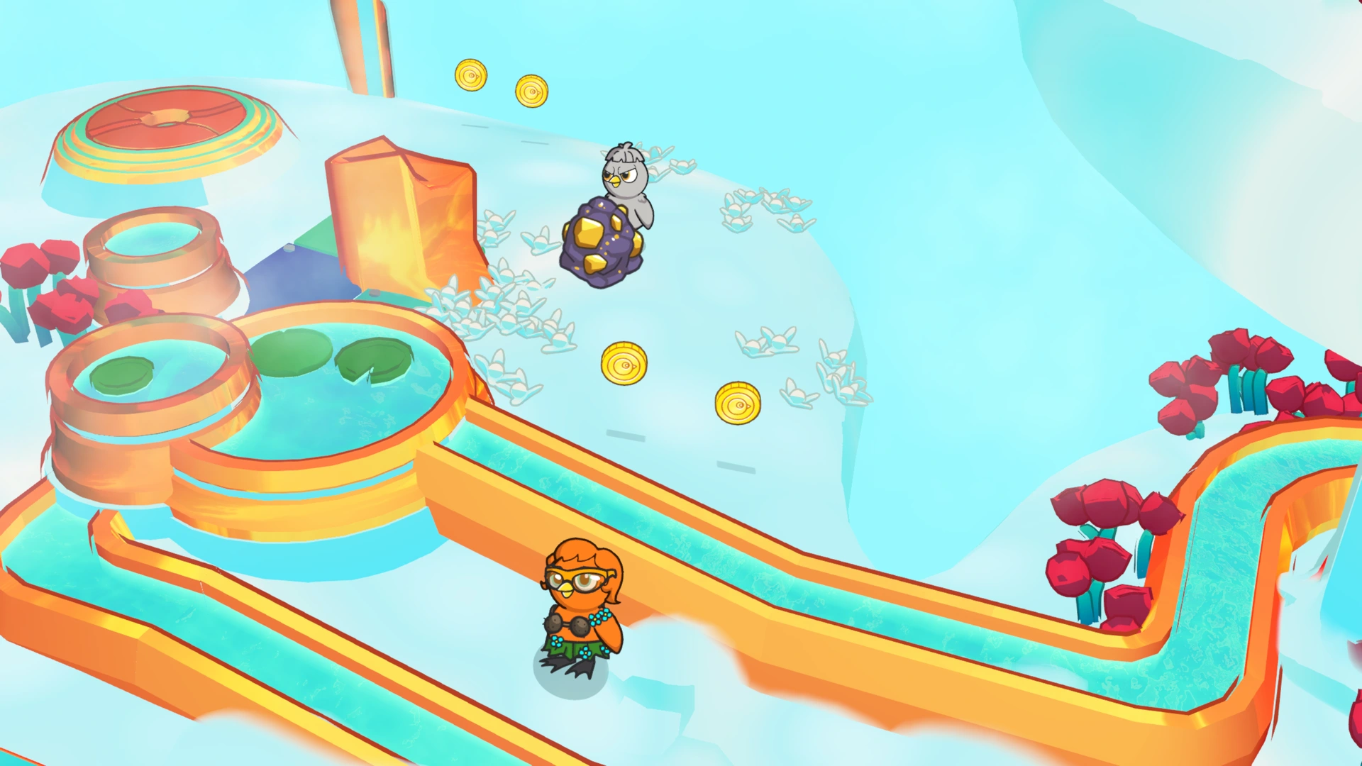 Coin group 9 in Cloud Kingdom, showing 2 fixed pickups