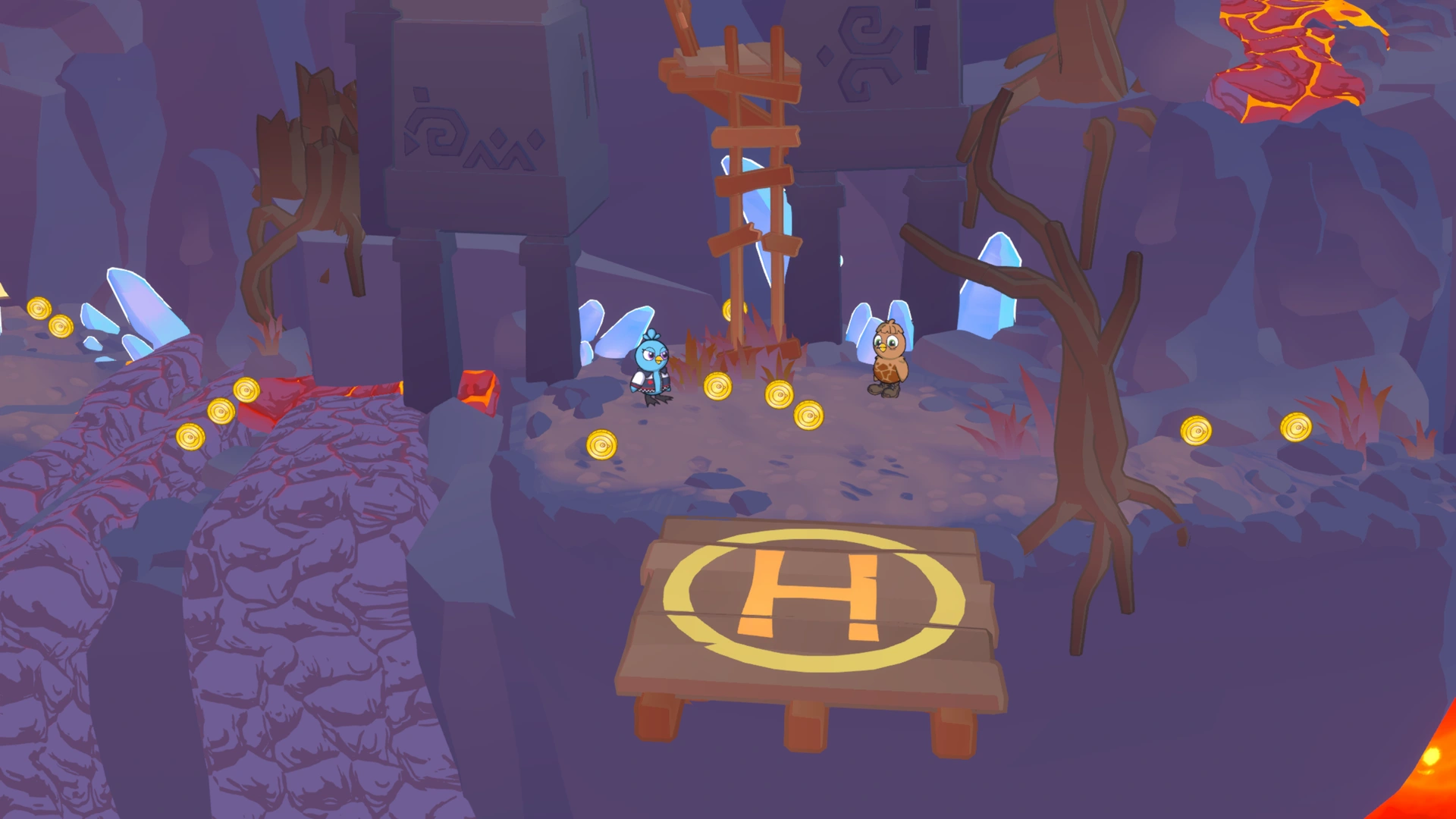 Coin group 1 in Volcano Town, showing 4 fixed pickups