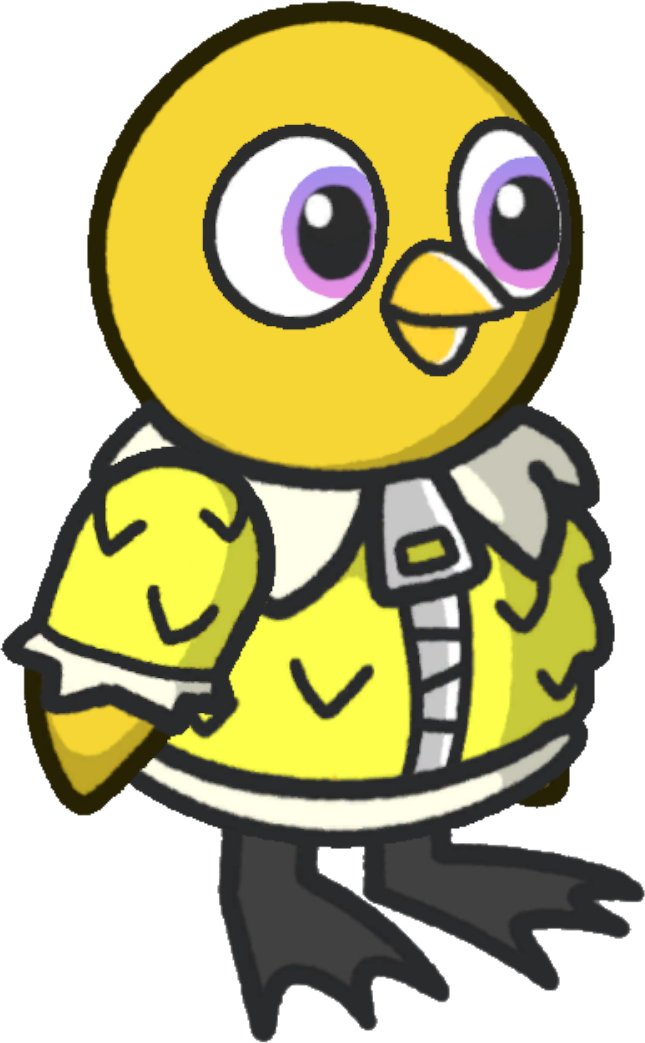 Feather jacket, colour option 2, on a yellow duck