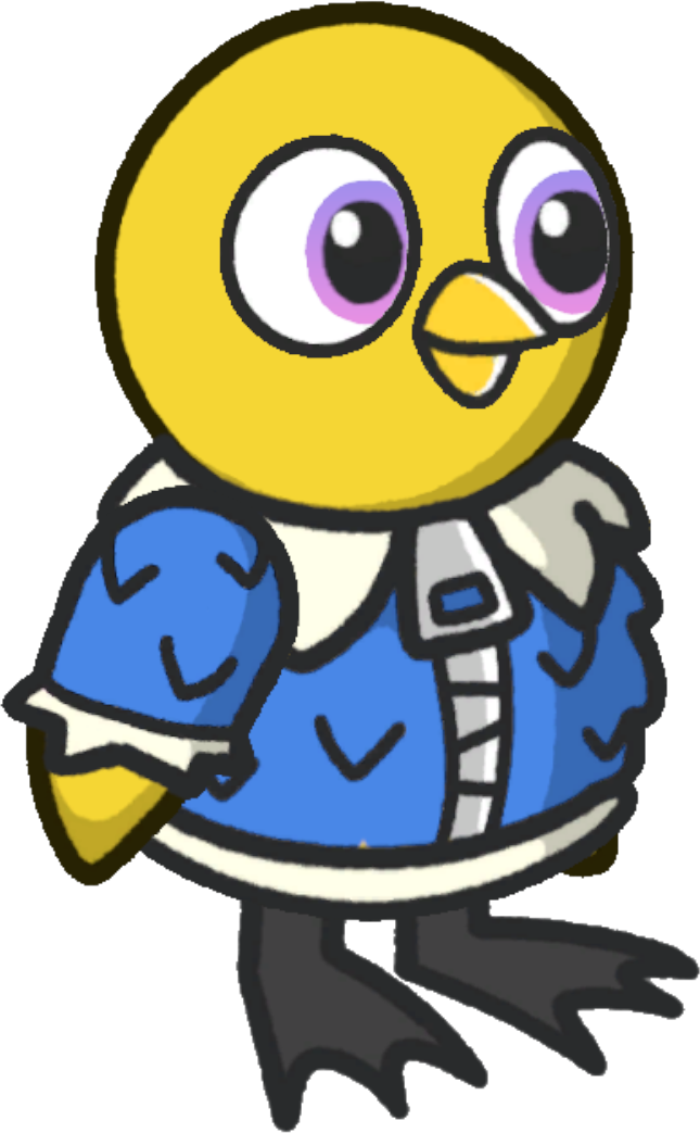 Feather jacket, colour option 3, on a yellow duck