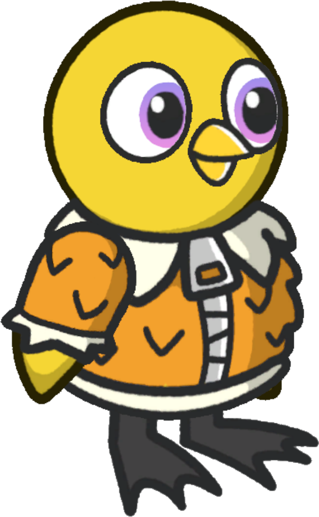 Feather jacket, colour option 4, on a yellow duck