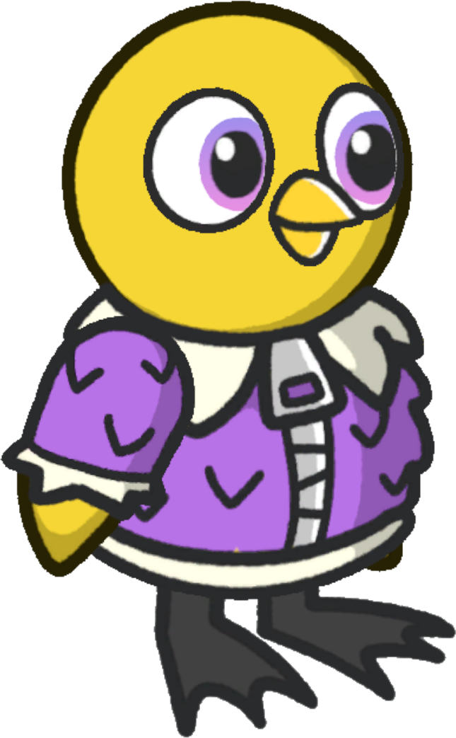 Feather jacket, colour option 5, on a yellow duck