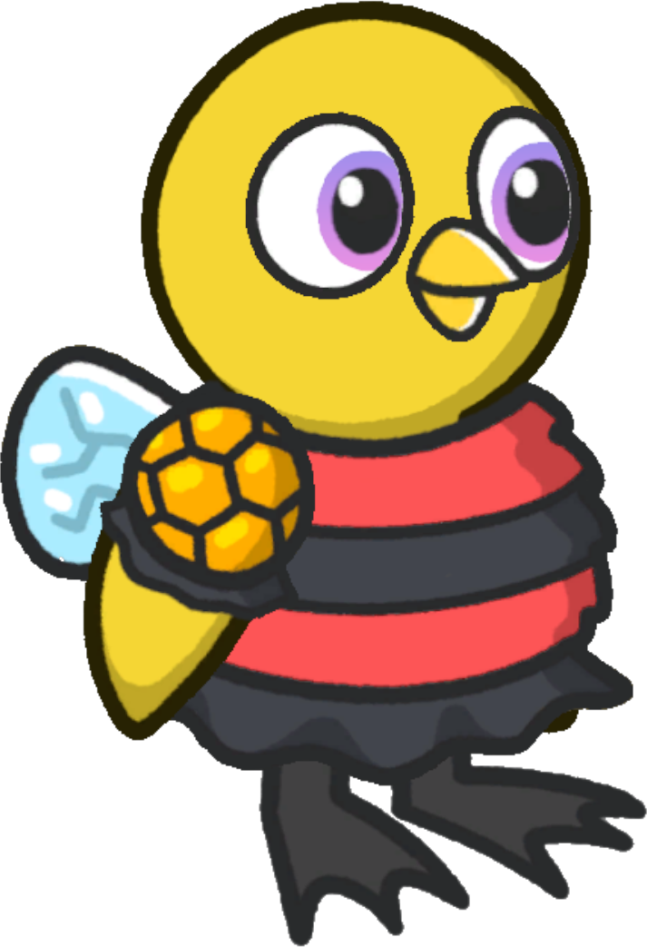 Bee Costume, colour option 6, on a yellow duck