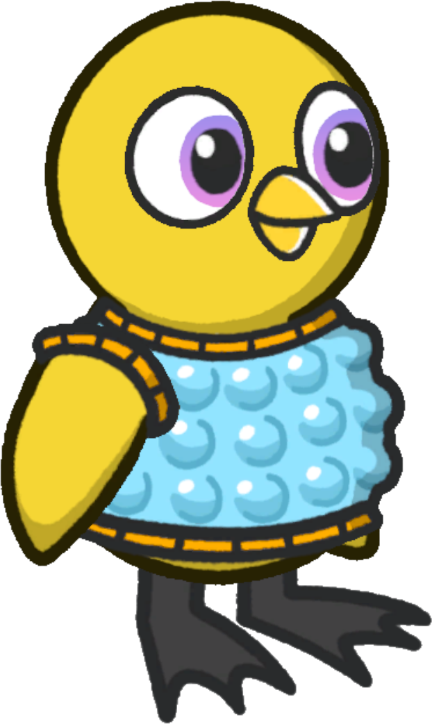 Bubble wrap Costume, colour option 2, on a yellow duck